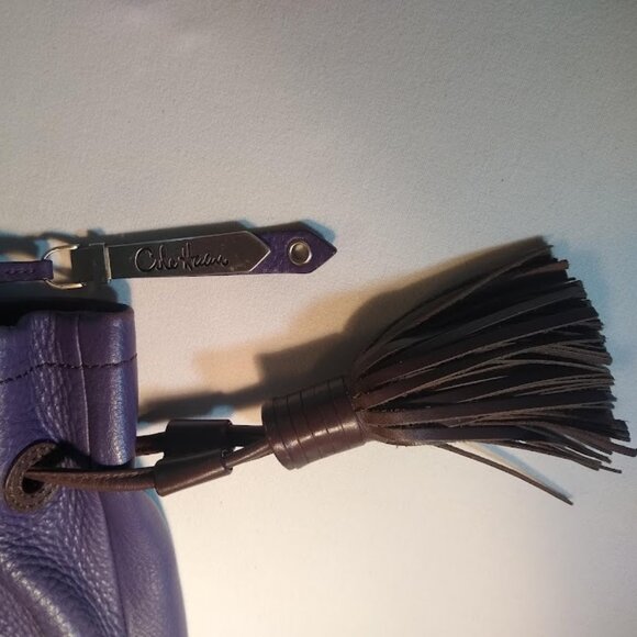 Cole Haan  purple-eggplant with chocolate trimmings  leather bag - Picture 7 of 16